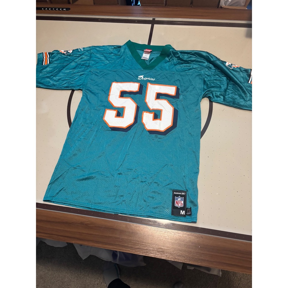 Reebok NFL Miami Dolphins Junior Seau 55 Jersey Mens Medium Aqua Mesh Vintage